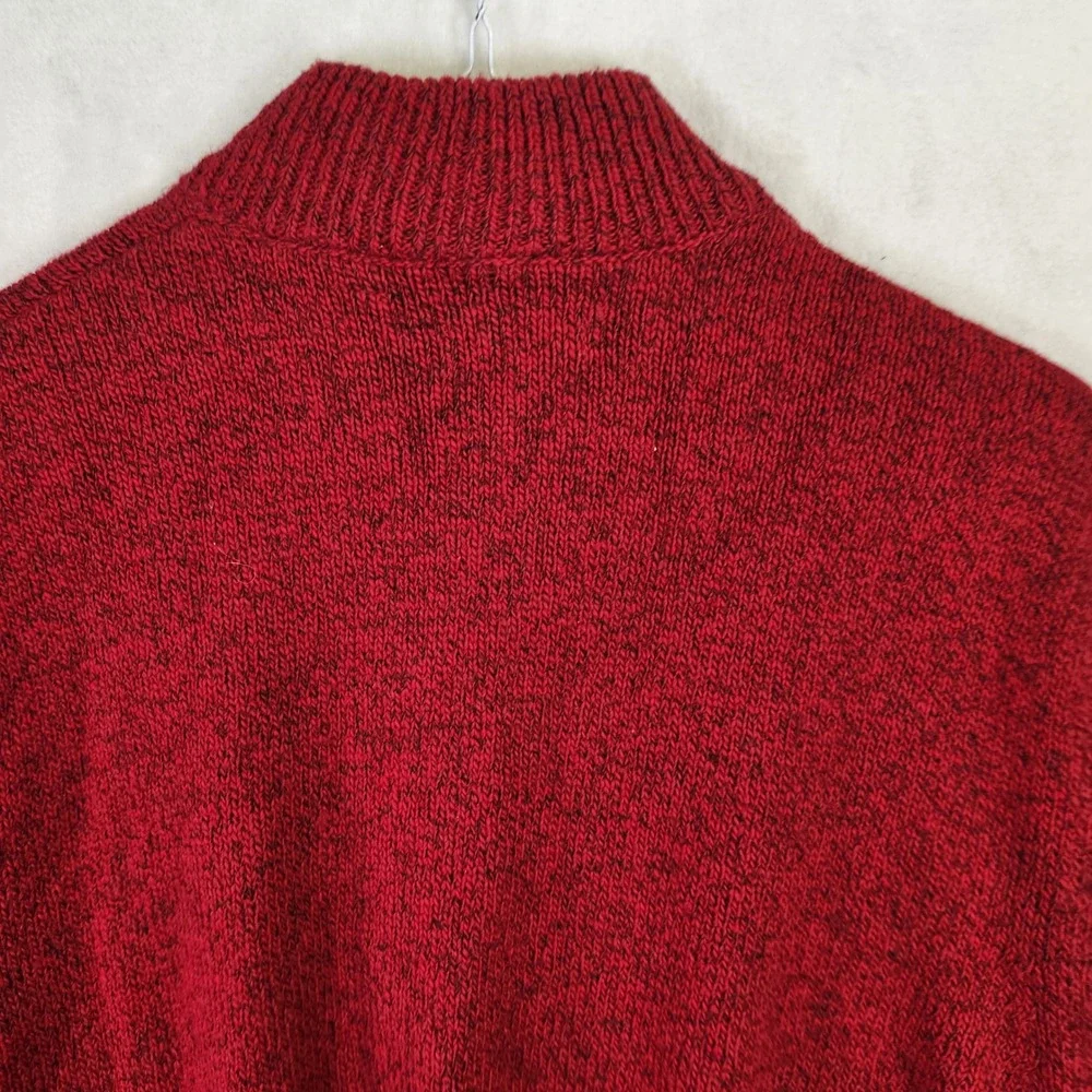 Chaps Mens XL Red Marl Quarter‎ Zip Mock Neck Pullover Sweater Long Sleeve